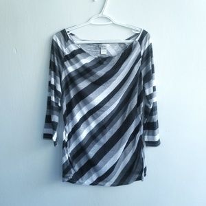 Isela Striped 3/4 Sleeve Cowl Neck Top